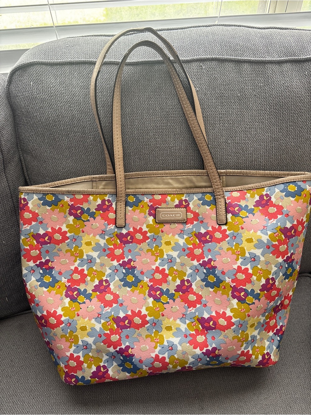 Coach Floral Print Tote Bag - Pink Multi